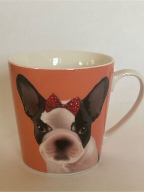 Boston Terrier Coffee Tea Cup Mug Puppy Dog Girlie Cute Red Bow Christopher Vine
